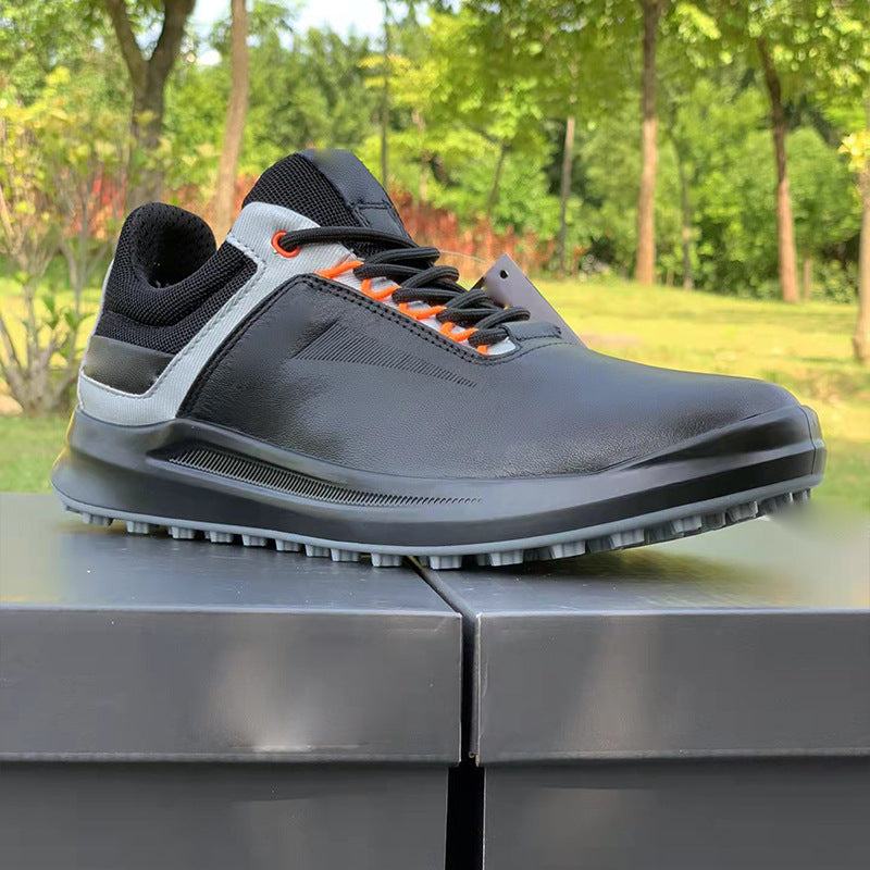 Zapatos de golf de piel de vacuno de primera capa, zapatos deportivos casuales, suelas de goma ligeras, resistentes al desgaste, antideslizantes para senderismo