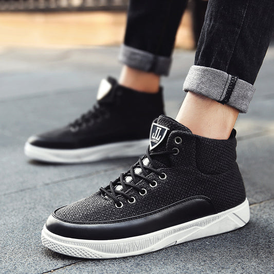 Zapatillas altas de lino para hombre, zapatillas deportivas casuales para hombre