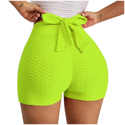 Pantalones cortos deportivos jacquard de yoga burbuja para mujer