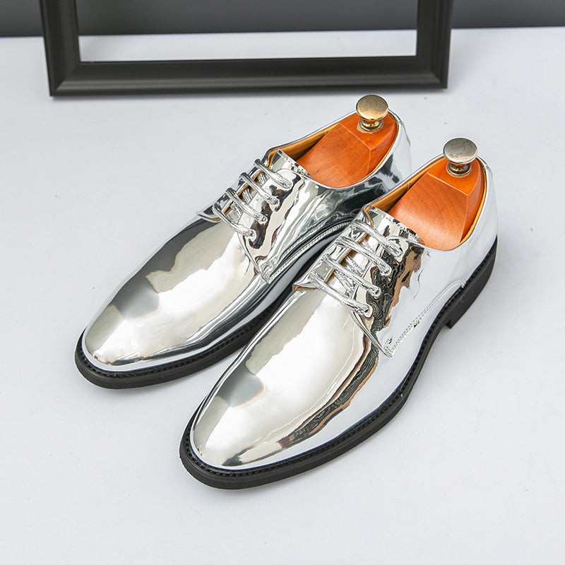 Zapatos de cuero brillante para hombre de estilo británico con puntera puntiaguda