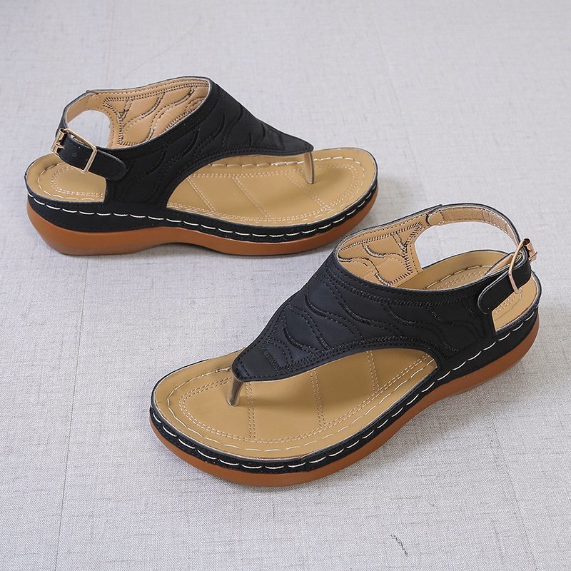 Sandalias casuales de cuña para mujer, chanclas de color liso