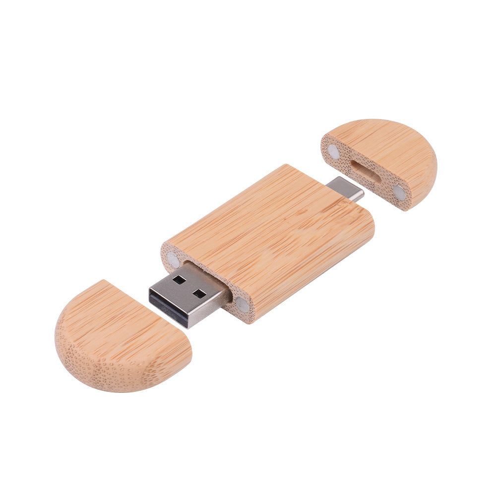 Maple Box Carved Wooden 2 In 1 Mobile Phone U-disk TYPE-C