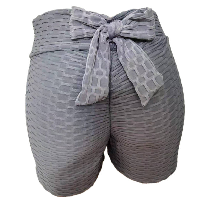 Pantalones cortos deportivos jacquard de yoga burbuja para mujer