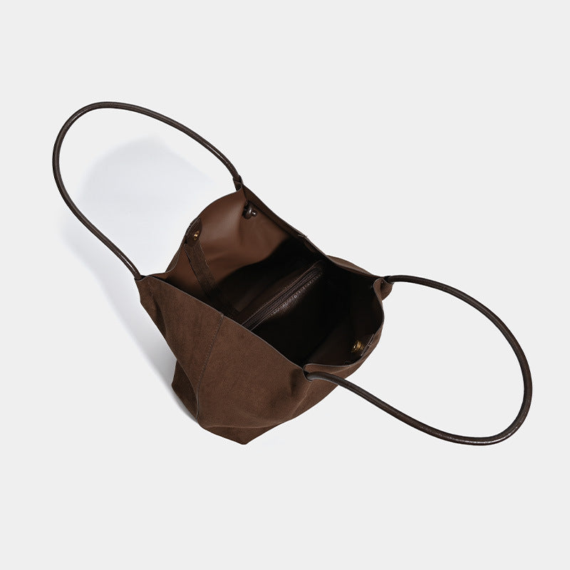 Set de bandolera y bolso de mano retro de gran capacidad en ante