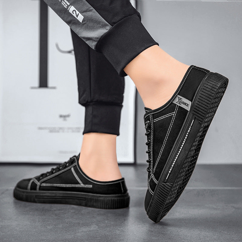Zapatillas deportivas casual de lona sin talón versátiles para hombre