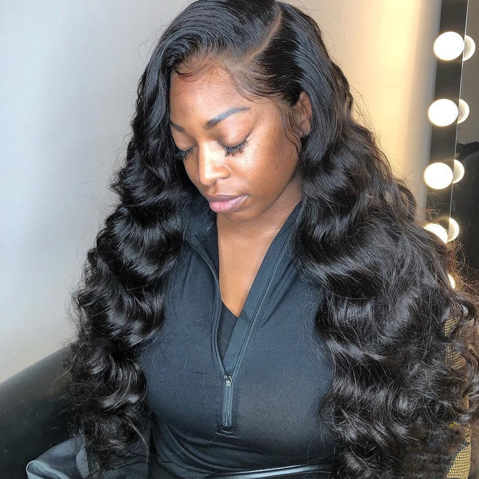 Peluca frontal de encaje 13x4 con ondas corporales