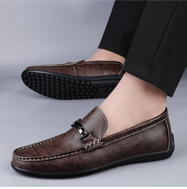 Zapatos de cuero genuino transpirables de talla grande para hombre