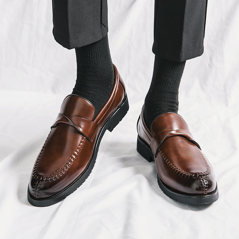 Zapatos de cuero informales y elegantes para hombre, estilo británico de negocios