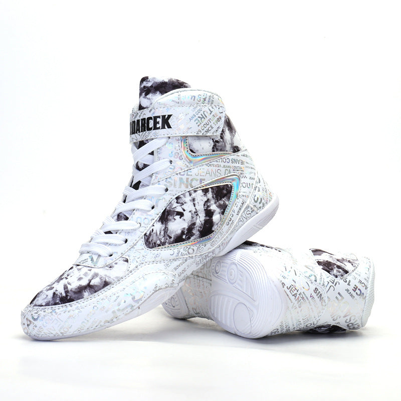 Zapatillas de boxeo altas de moda con grafiti para hombre