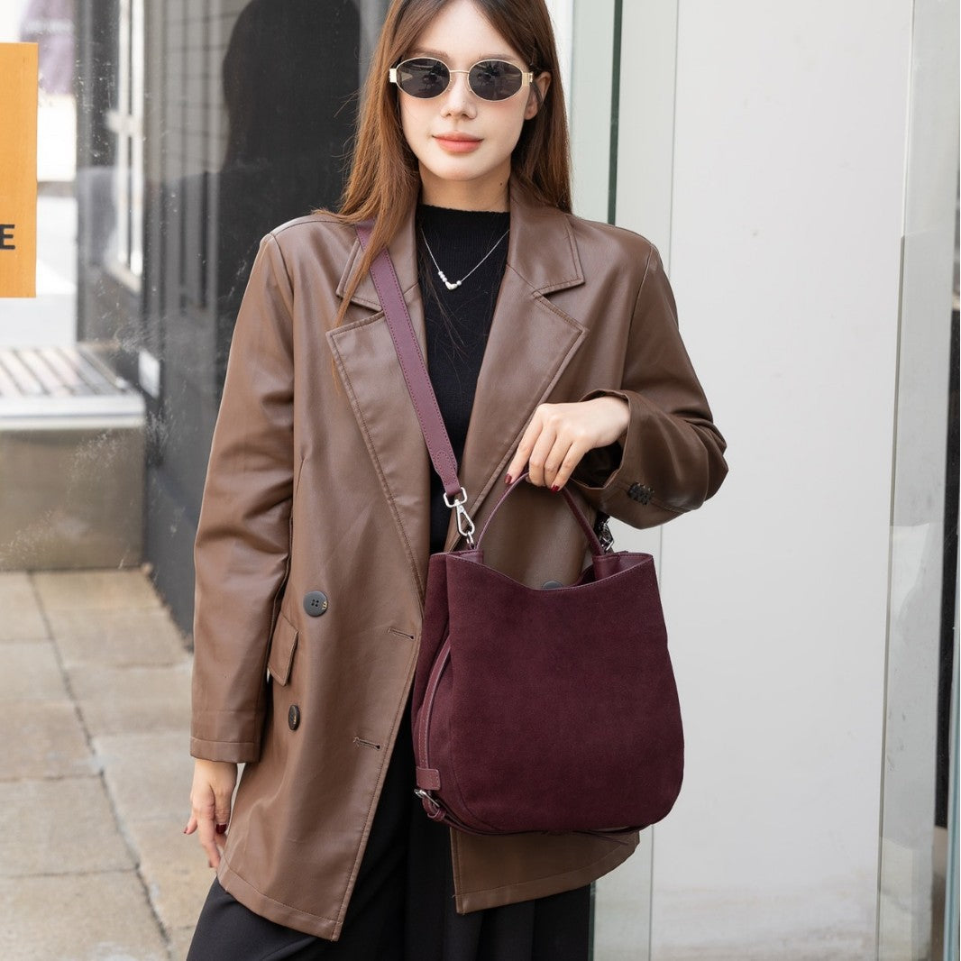 Bolso cruzado de hombro de piel de vacuno mate
