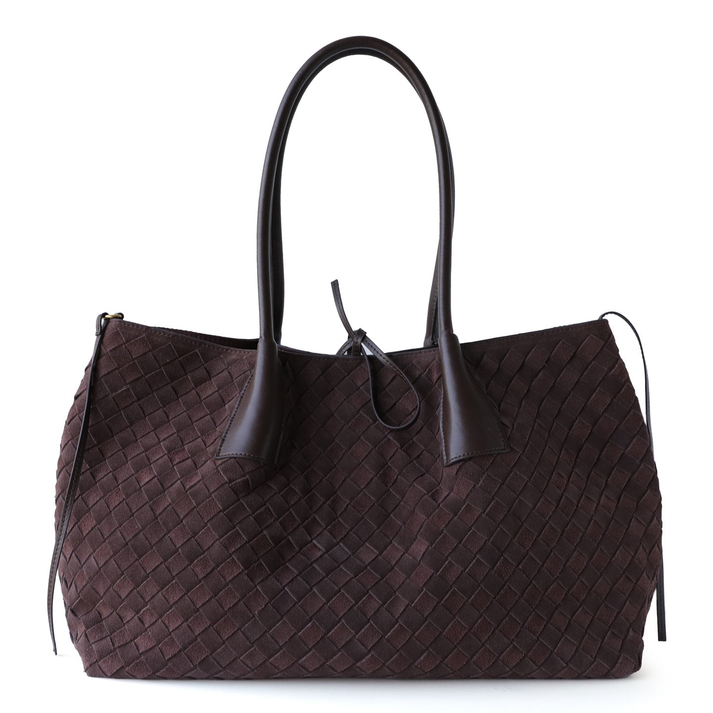 Bolso tote de cuero de vaca mate tejido a mano con gran capacidad