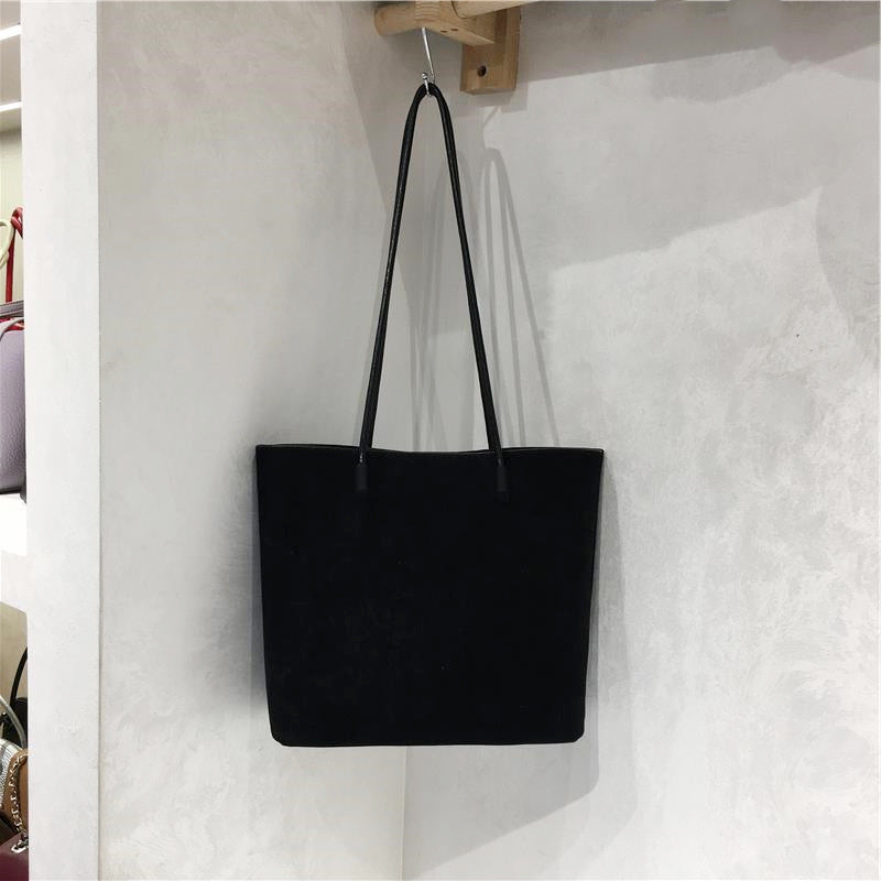 Bolso tote de hombro sencillo de tela de imitación de gamuza retro