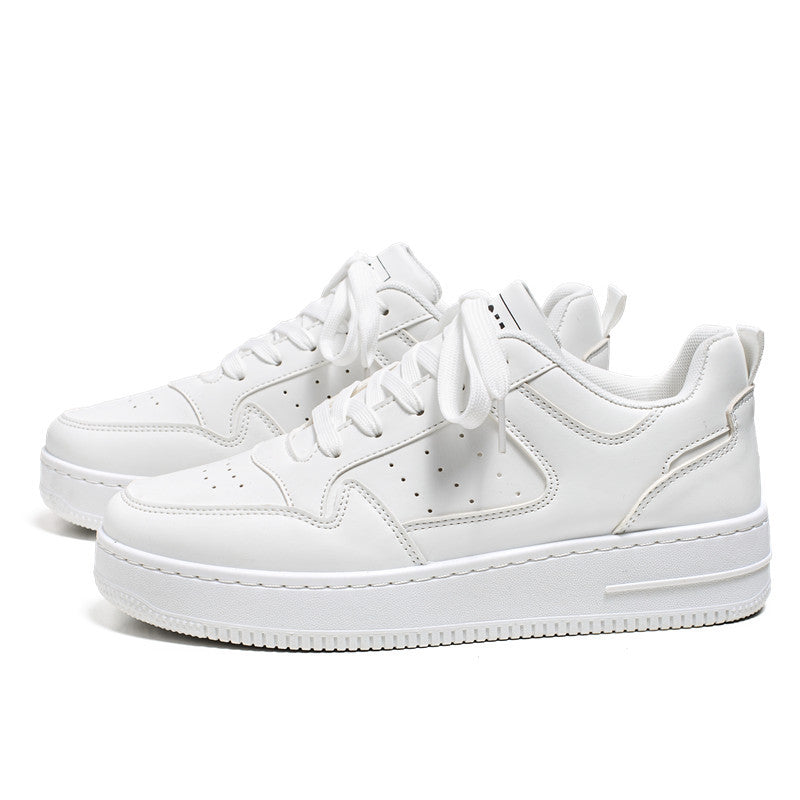 Zapatos Blancos de Plataforma de Cuero Transpirables para Adolescentes a la Moda que Combinan con Todo
