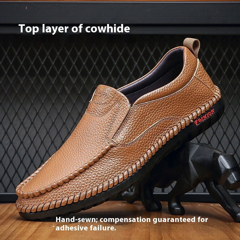 Zapatos de cuero casuales sin cordones para hombre