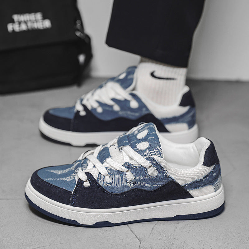 Zapatillas deportivas casuales de skate de lona de corte bajo, estilo nicho y "pan", para estudiante, de hombre