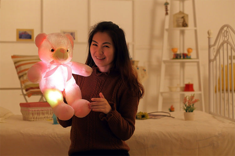 Oso de peluche LED luminoso creativo, animales de peluche, juguete de peluche colorido brillante, regalo de Navidad para niños, almohada
