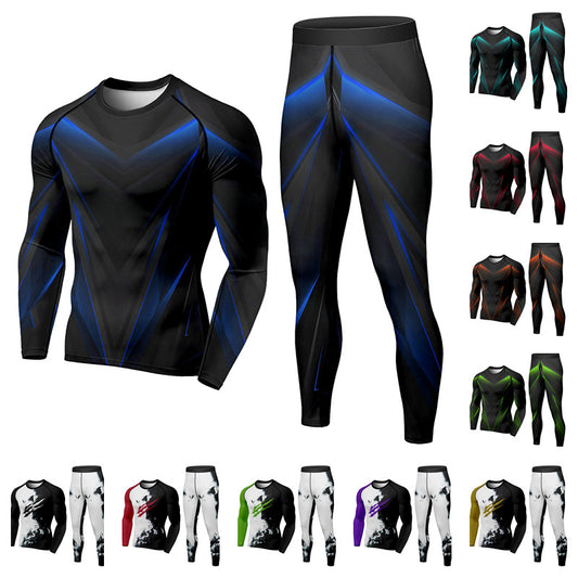 Traje de chándal de 2 piezas para hombre, ropa de compresión para correr, pantalones de manga larga de invierno