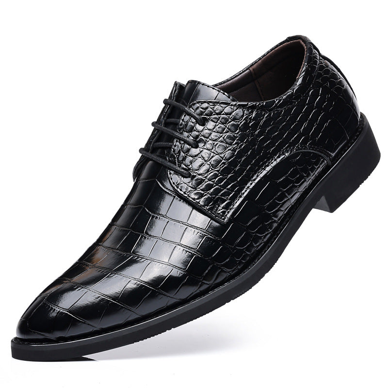Zapatos de cuero británicos con textura de pez para hombre, estilo casual de negocios
