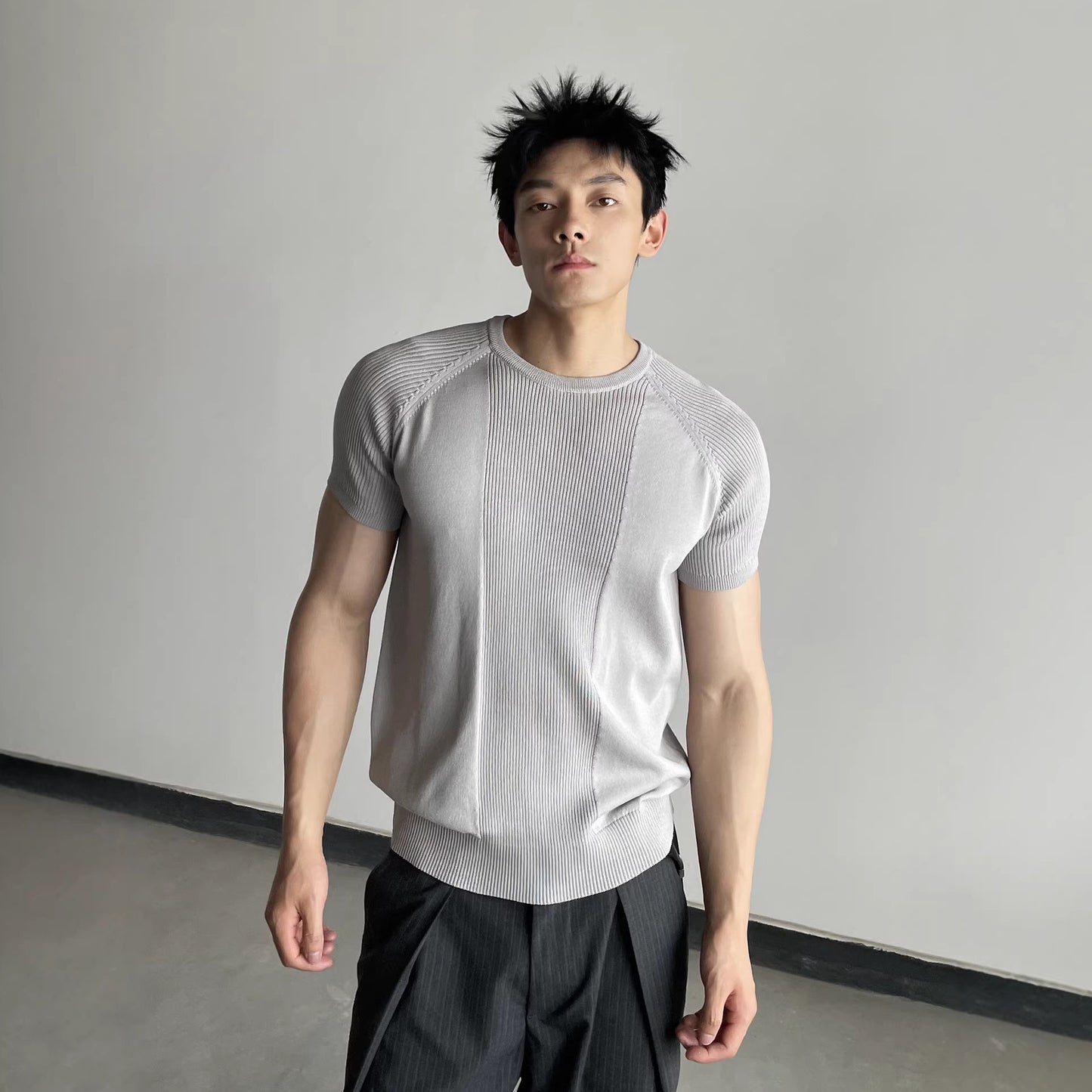 American-style Ribbed-texture Fitness Top