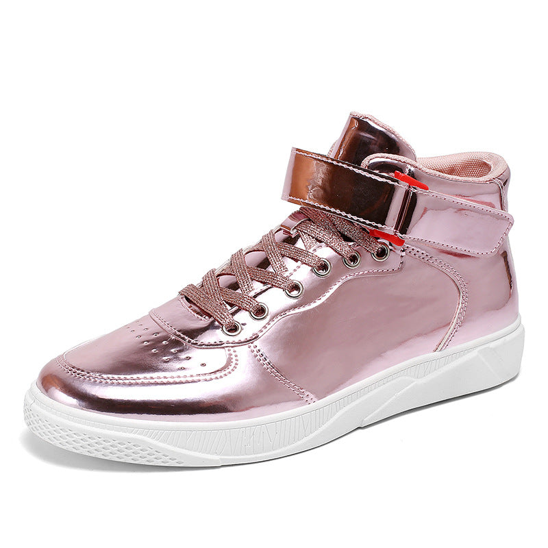 Zapatos de hombre con paneles de espejo, deportivo de media caña de estudiante de moda