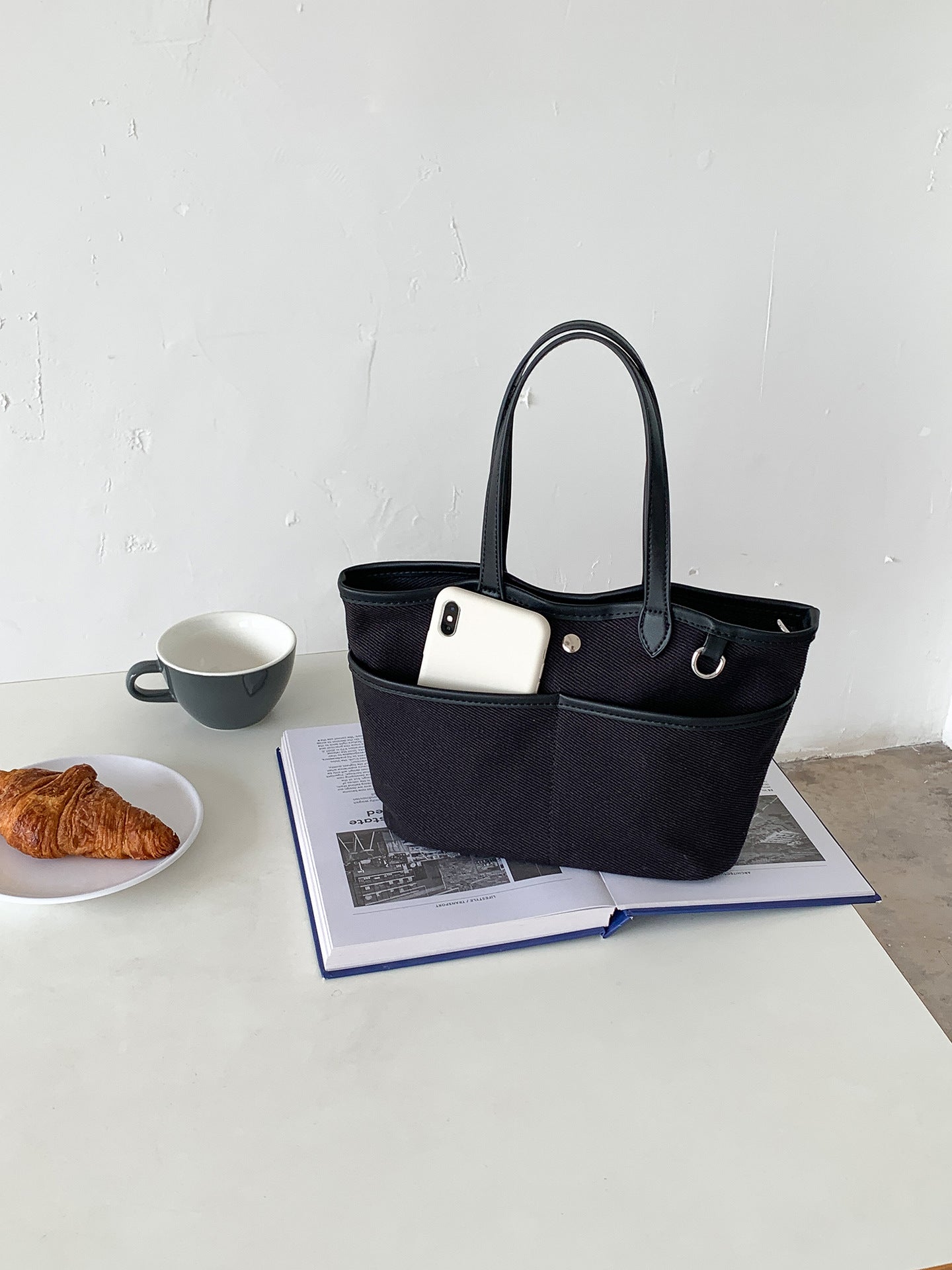 Bolso de lona estilo coreano, espacioso, elegante, para el trabajo