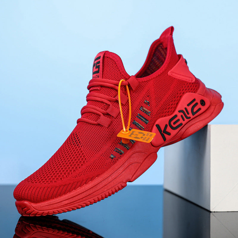 Zapatillas casuales transpirables de superficie de malla deportiva con fondo suave para hombre de talla grande