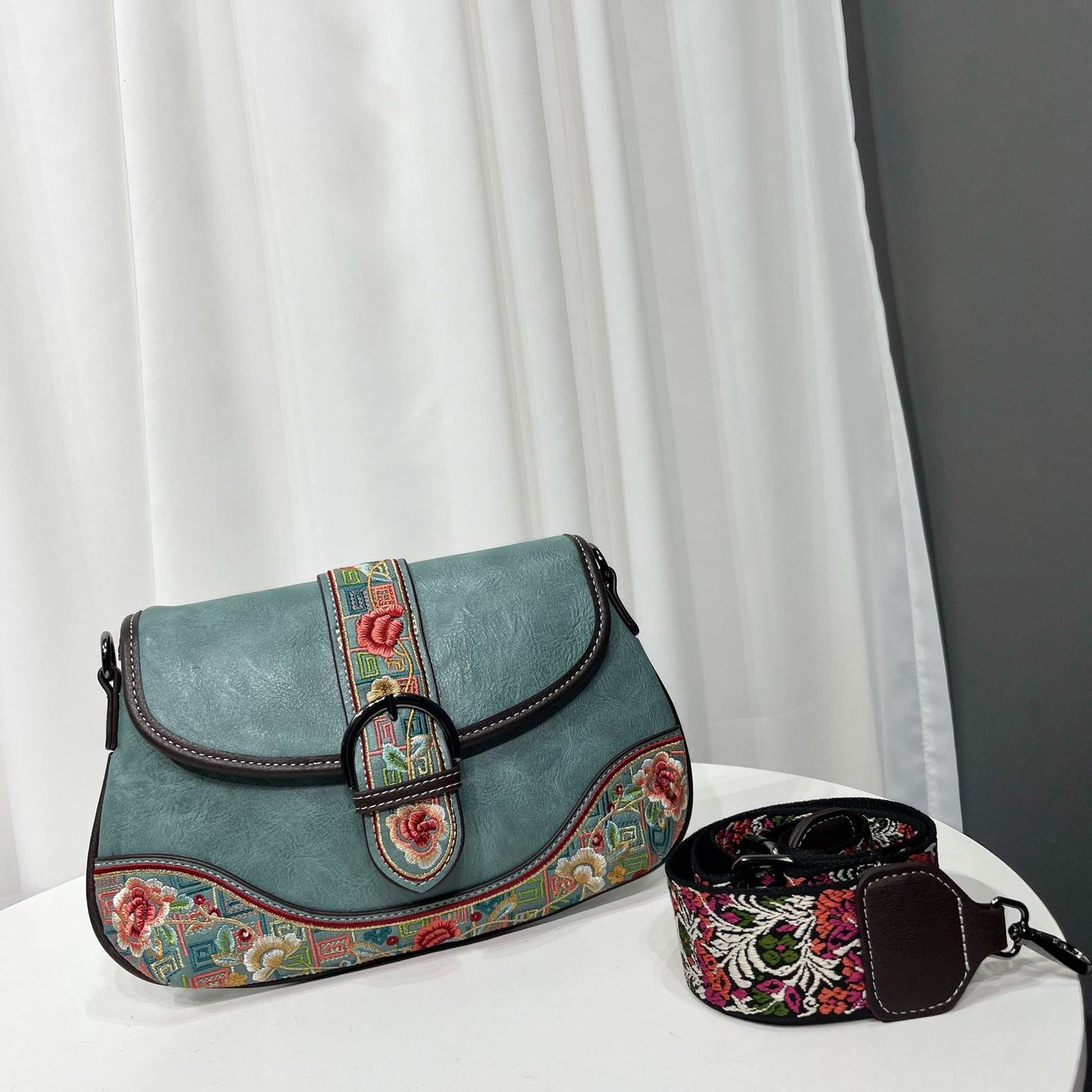 Bolso bandolera bordado estilo retro chino para mujer
