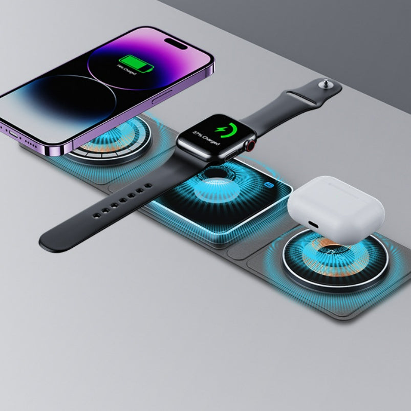 Cargador inalámbrico magnético transparente Magsafe Cargador inalámbrico multifuncional tres en uno Electrodomésticos