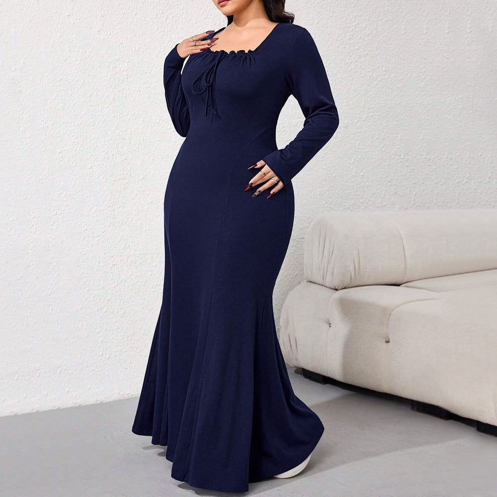 Vestido elegante y sencillo de otoño e invierno con diseño dulce y temperamento de nicho