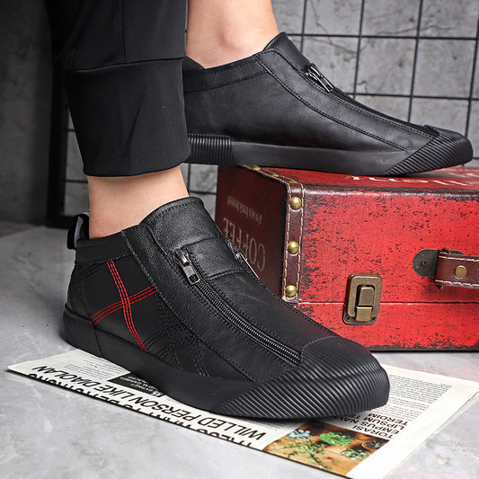 Zapatos de cuero transpirables, informales, a la moda, zapatillas bajas