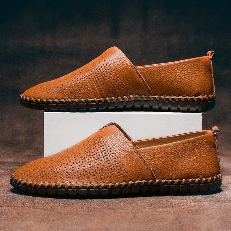 Zapatos de conducir informales, de moda, sin cordones, de corte bajo y transpirables para hombre