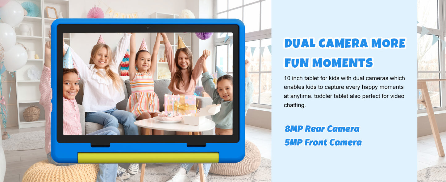 Newest Kid Tablet Android16 Tablet for Kids 10 inch 20GB+64GB 6000mAh with Case 1TB Expand for Toddler Children Parental Control