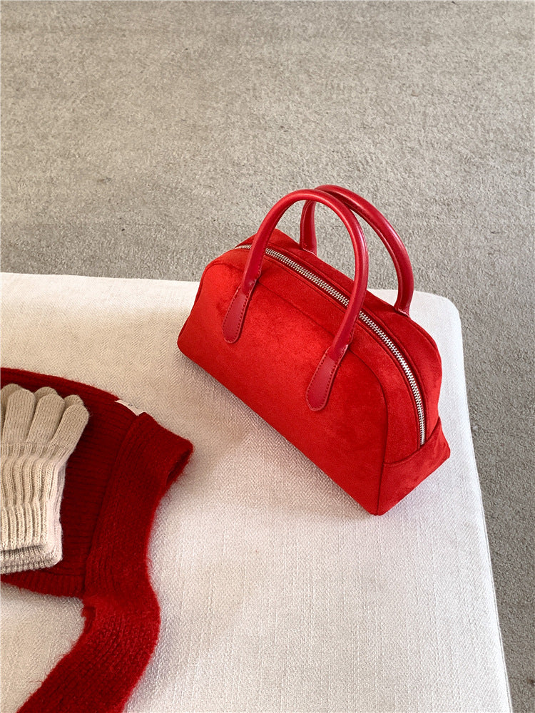 Bolso de mano de ante de gran capacidad para mujer