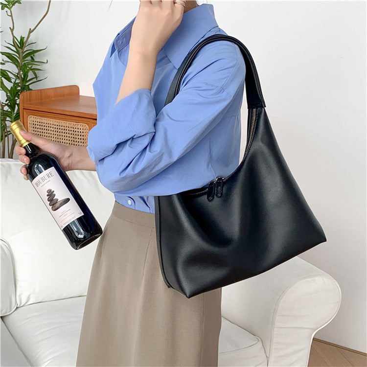 Bolso de hombro sencillo de piel suave para mujer, versátil y de nicho