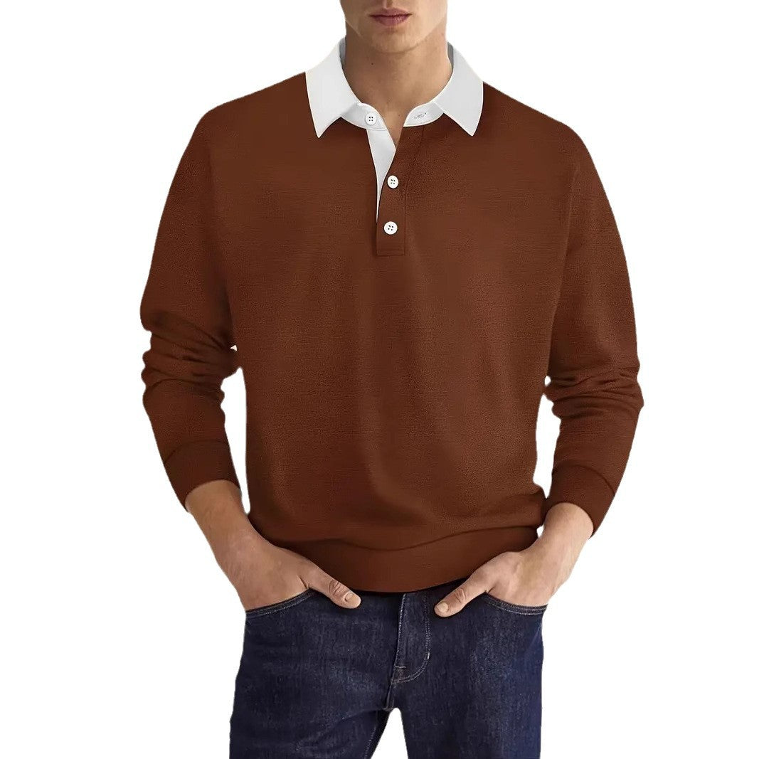 Camiseta de manga larga versátil para hombre en color liso
