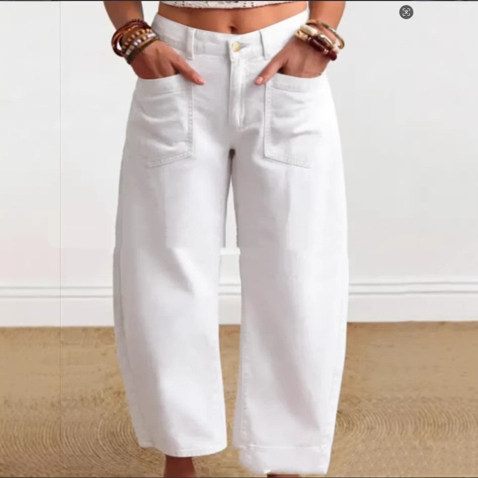 Women's Casual Solid-Color Fashionable Cotton Pants