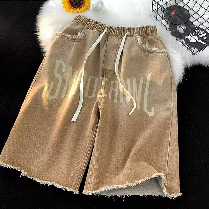 Retro Hip Hop Elastic Waist Shorts