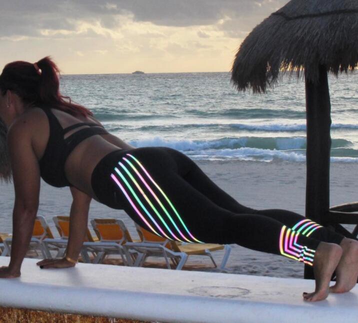 Pantalones de yoga para fitness, con estampado láser, leggings deportivos adelgazantes