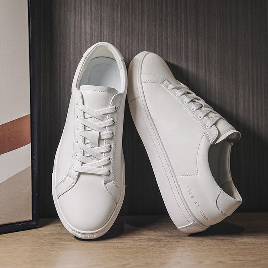 Zapatillas Blancas Transpirables de Piel de Vacuno con Suela Plana, Modernas y Versátiles