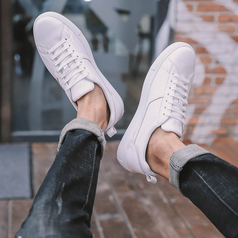 Small White Shoes Men's Leather Oversized Sneakers