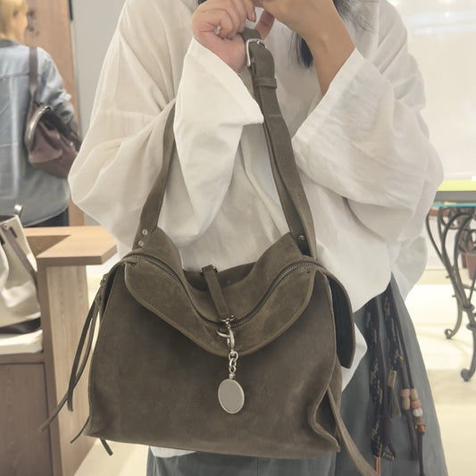 Bolso tote de invierno de gamuza mate con correa de un solo hombro y gran capacidad