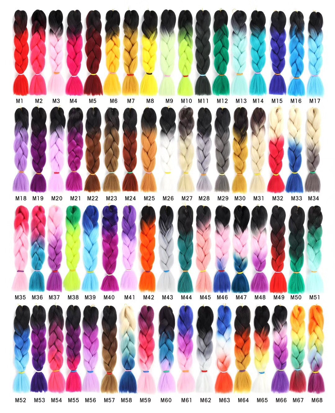 Trenzas de cabello sintético de colores Ombre Extensiones de cabello para trenzar 24 pulgadas 100 g