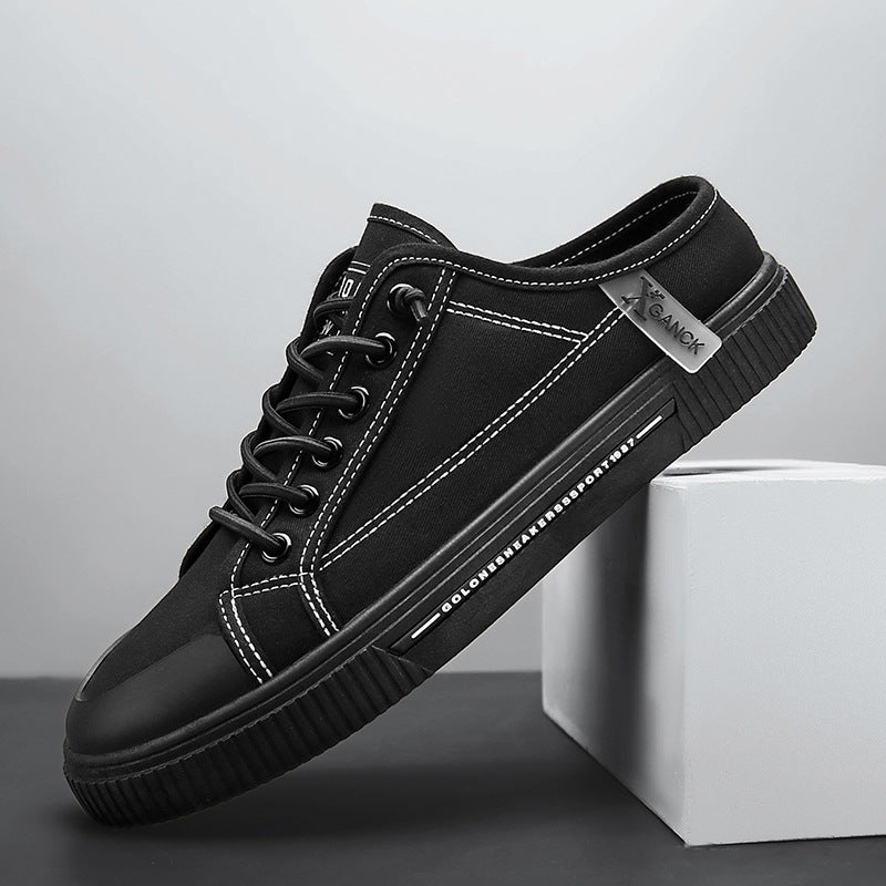 Zapatillas deportivas casual de lona sin talón versátiles para hombre