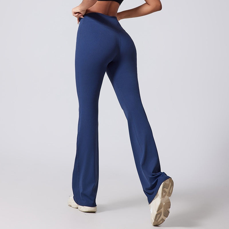 Pantalones acampanados de mujer de talle alto y corte ajustado con pierna ancha