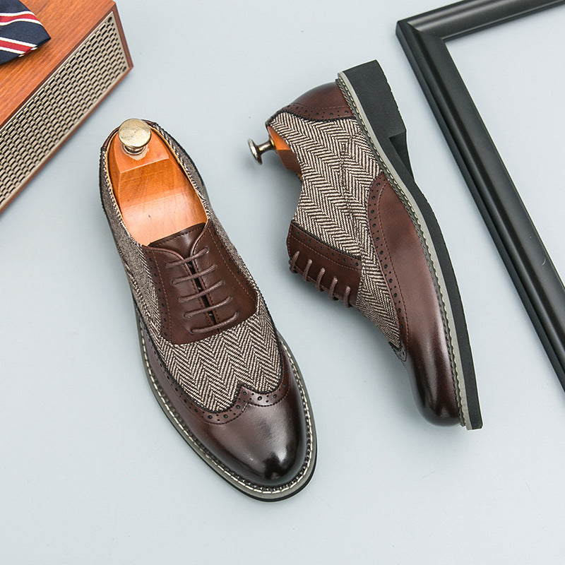 Zapatos de cuero Brogue de moda para hombre, estilo coreano, informales, formales