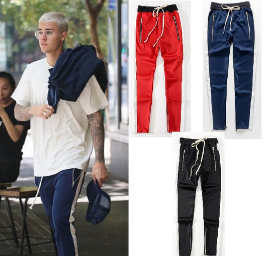 FOG Bibb con pantalones de uniforme, pantalones casuales de hombre con cremallera interior y raya de color retro