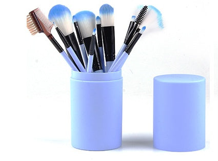 Juego de brochas de maquillaje de 12 piezas para rubor, sombra de ojos, pestañas, iluminador