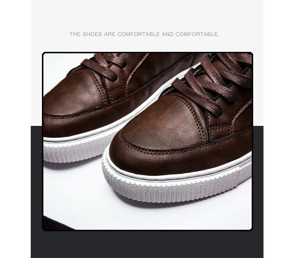 Zapatillas altas coreanas de cuero casual