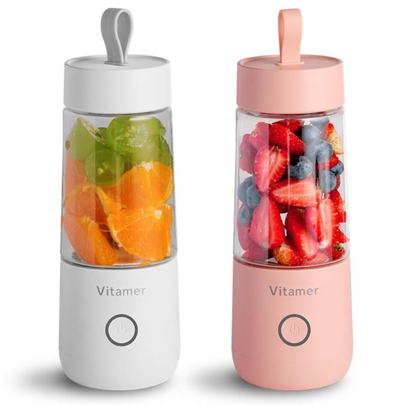 Licuadora portátil de 350 ml, exprimidor eléctrico recargable por USB, mezclador, vaso para batidos, licuadora, botella de zumo, carga USB, utensilios de cocina