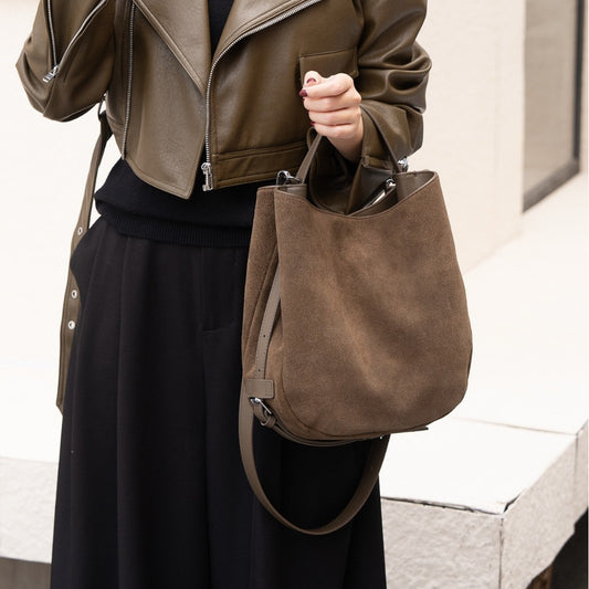 Bolso cruzado de hombro de piel de vacuno mate